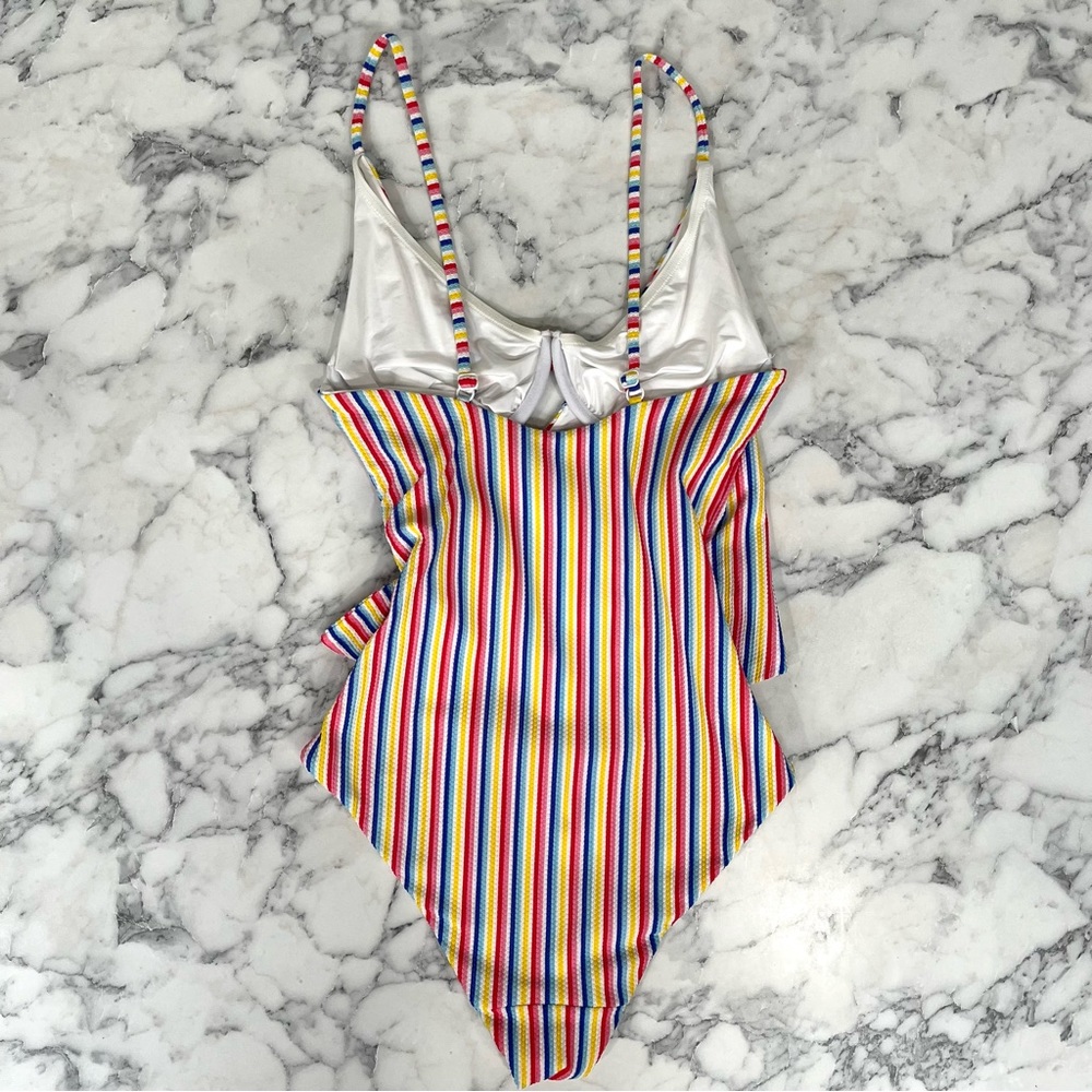 ONIA Lila One Piece Swimsuit Multicolored Rainbow Striped O-Ring Small/Medium - Picture 9 of 14